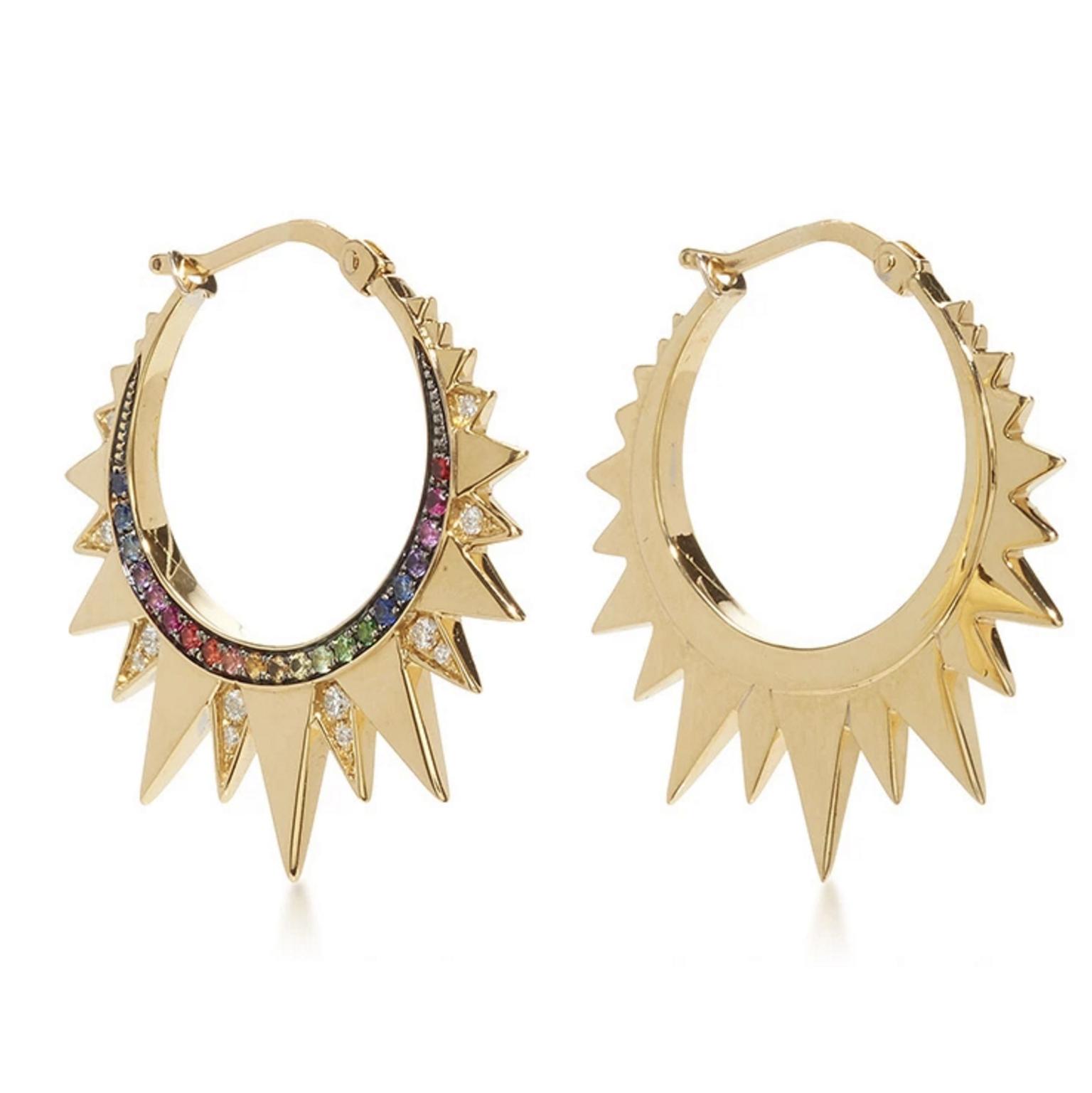 Venyx Ra Rainbow Mini Hoop earrings in yellow gold