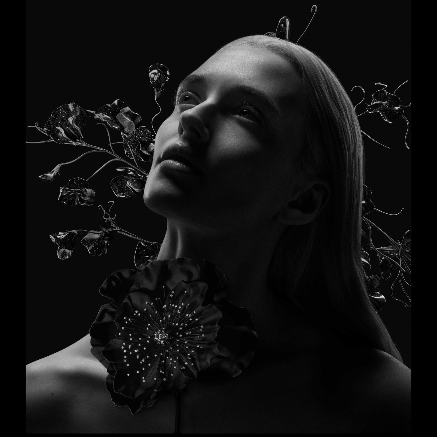 Composition No1 Impermanence poppy flower and sweet pea branches by Boucheron