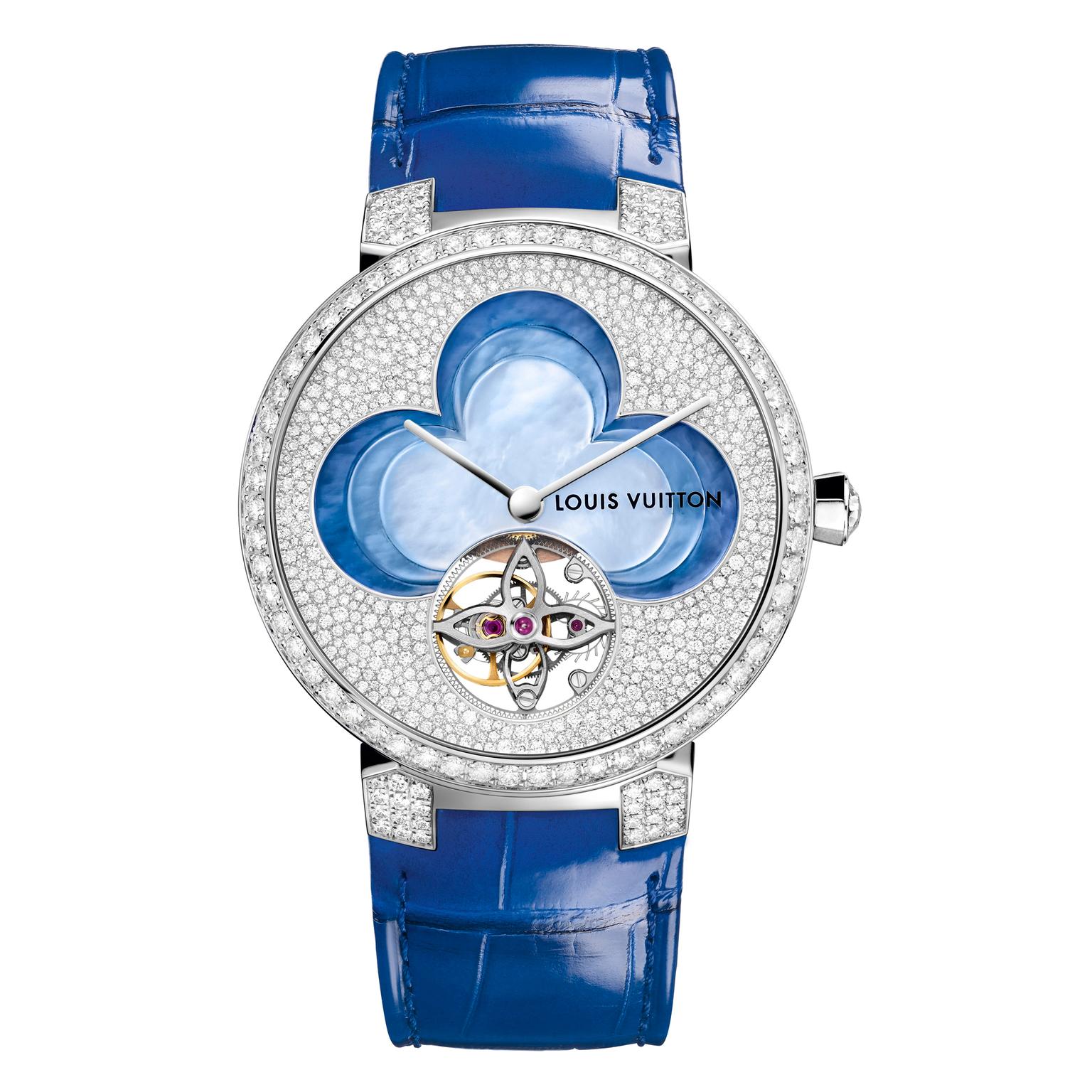 Louis Vuitton Blossom collection Tambour Monogram Tourbillon watch in blue