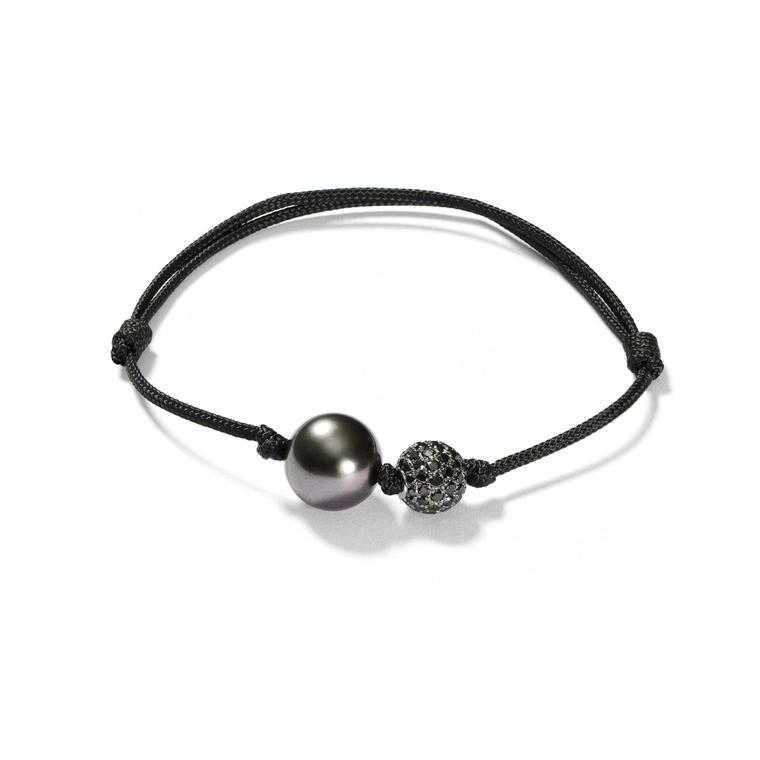 Shamballa Jewels Orb bracelet with Tahitian pearls and black diamond pavé