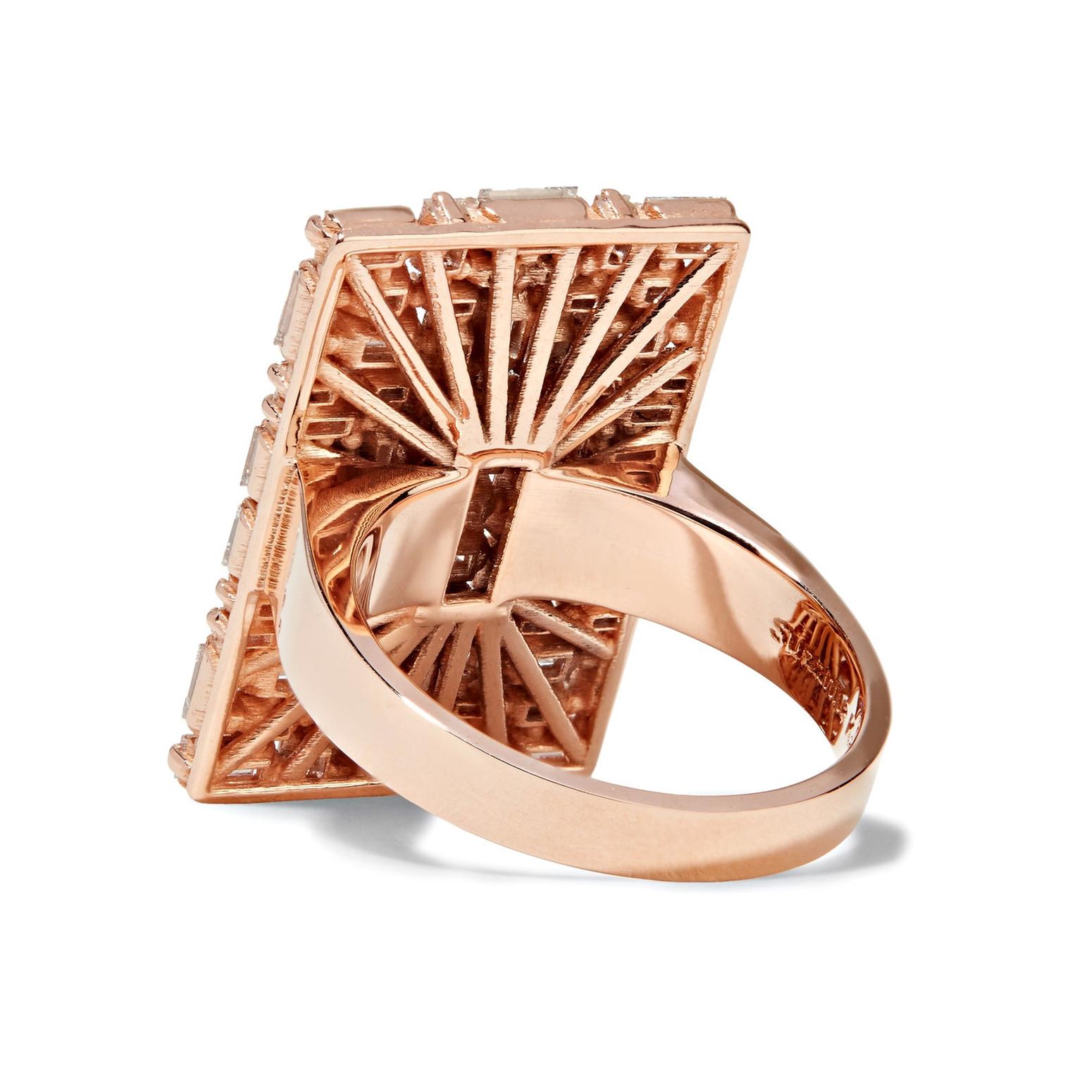 Suzanne Kalan rose gold and diamond ring reverse