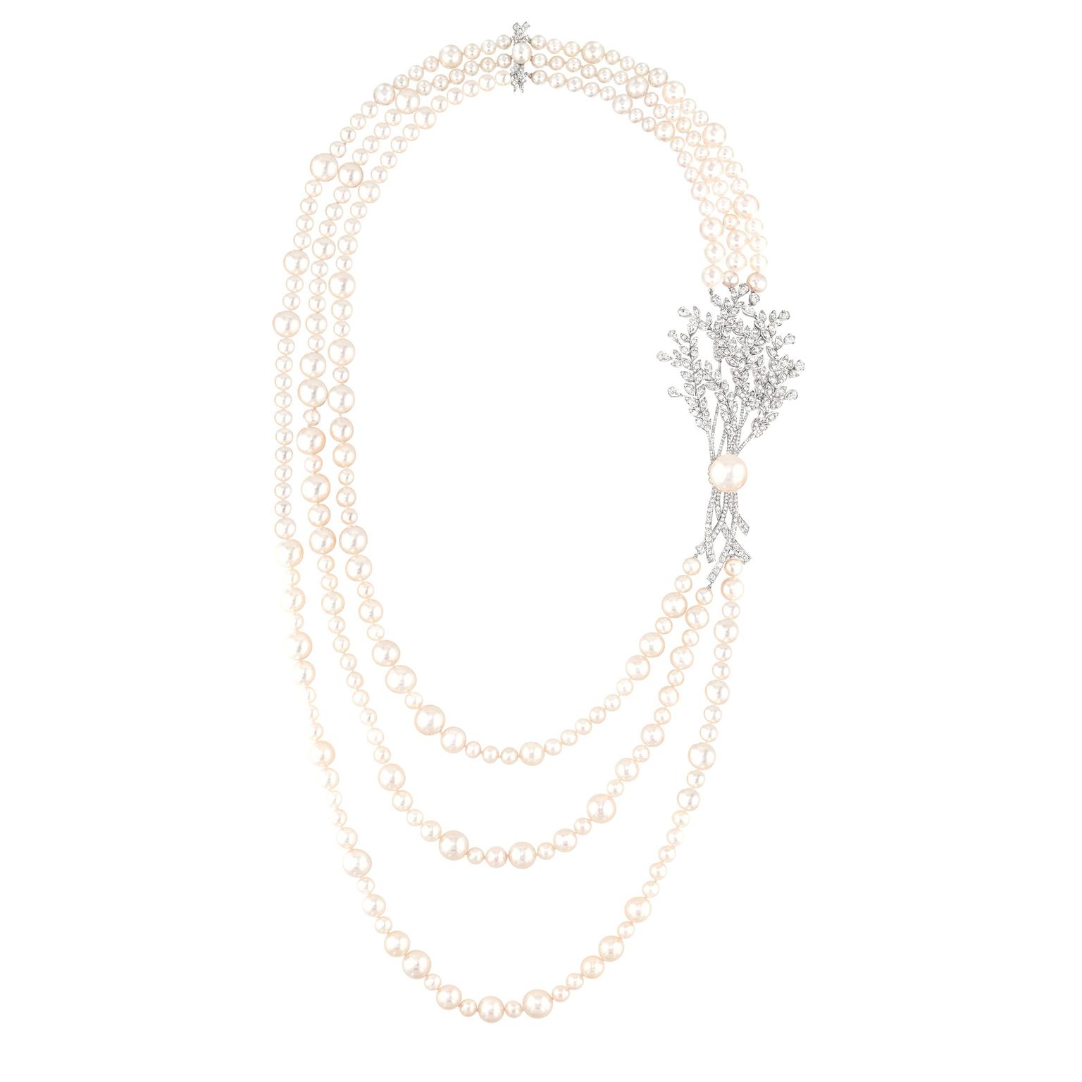 Les Blés Moisson de Perles pearl necklace with diamonds