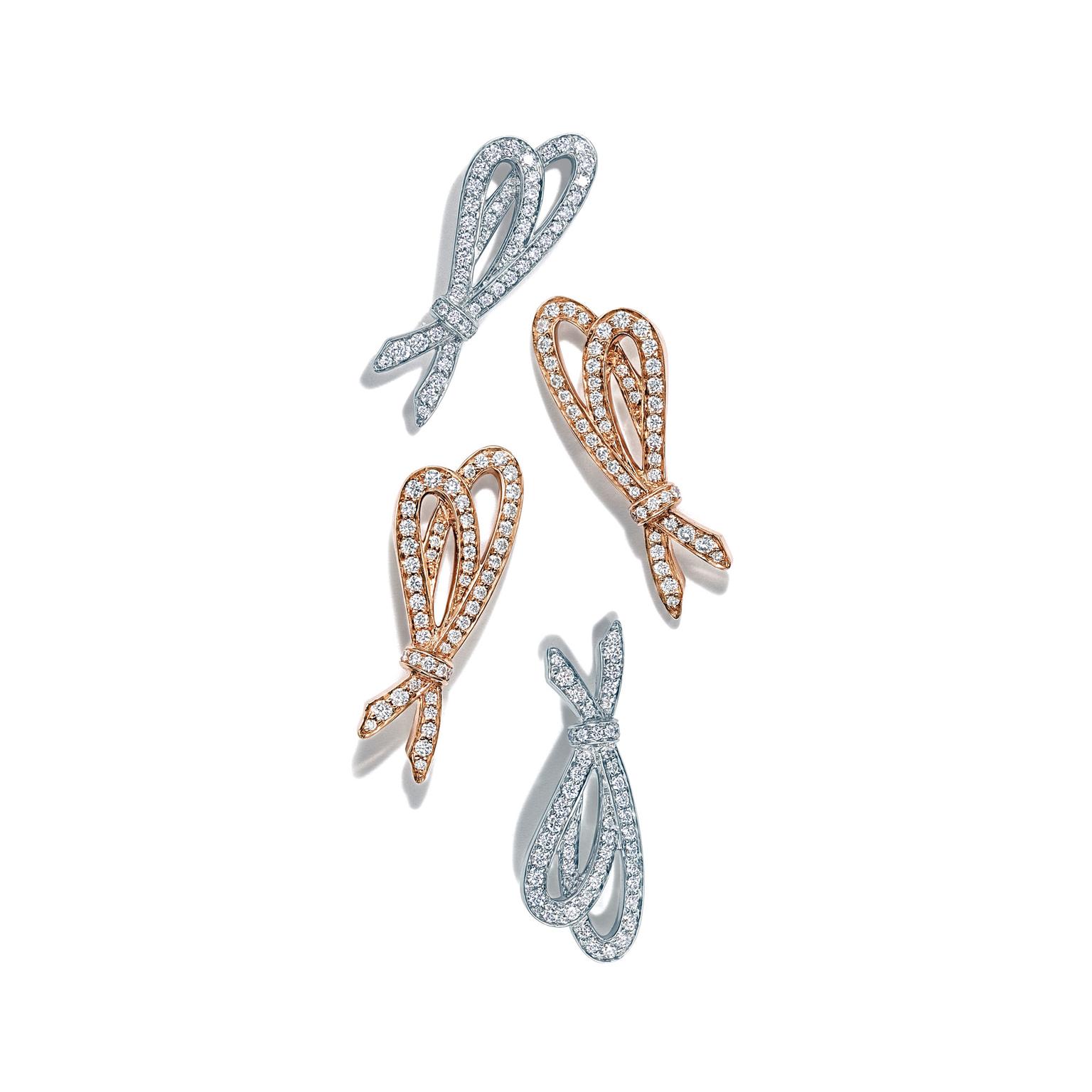 Bow earrings in rose gold with white diamonds Tiffany Co. The Jewellery Editor