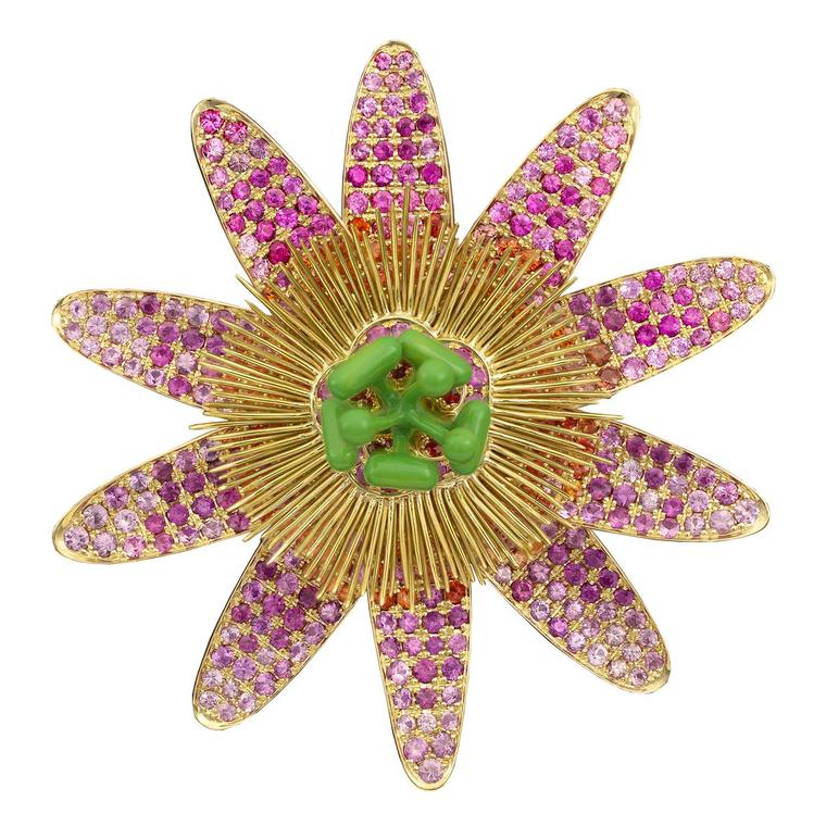Paula Crevoshay Passion Flower brooch