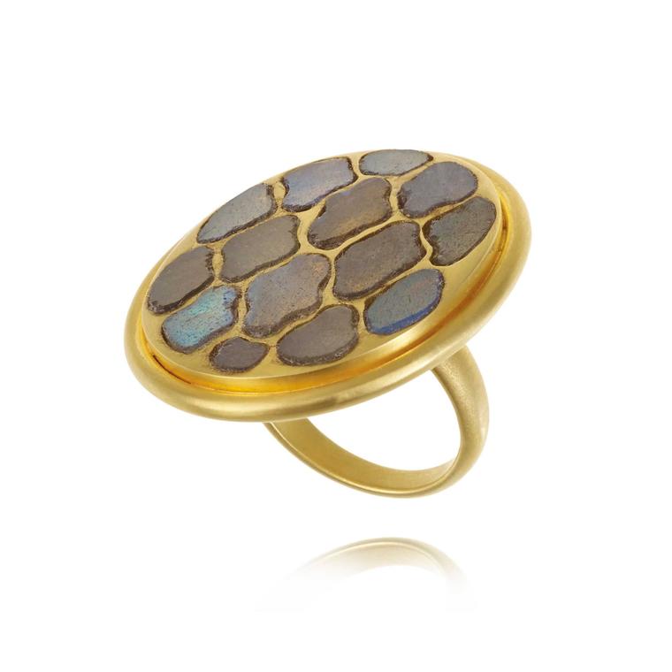 Pippa Small labradorite Lattice ring side view