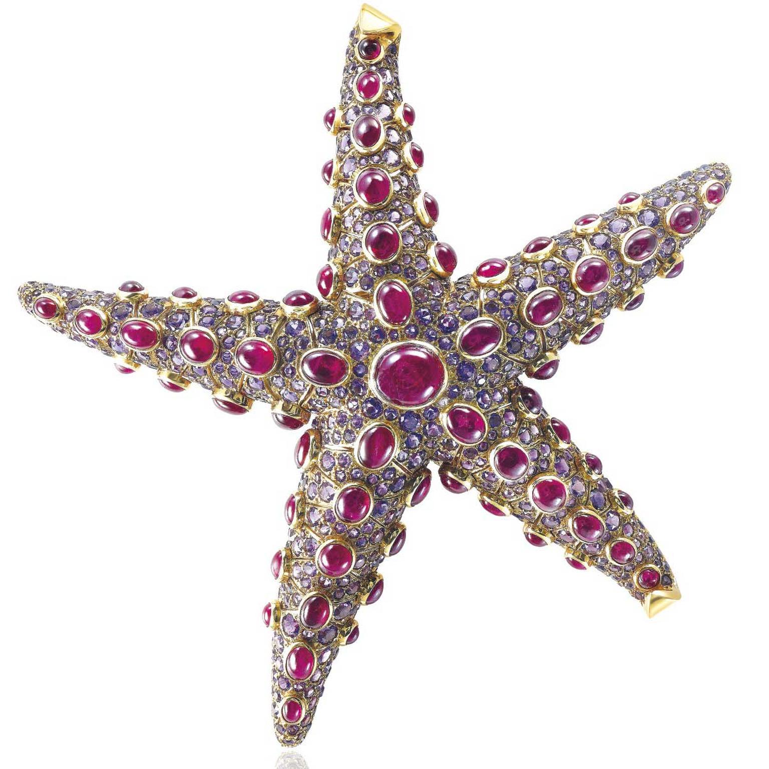 René Boivin ruby and amethyst starfish brooch estimate: $80,000 -  $120,000