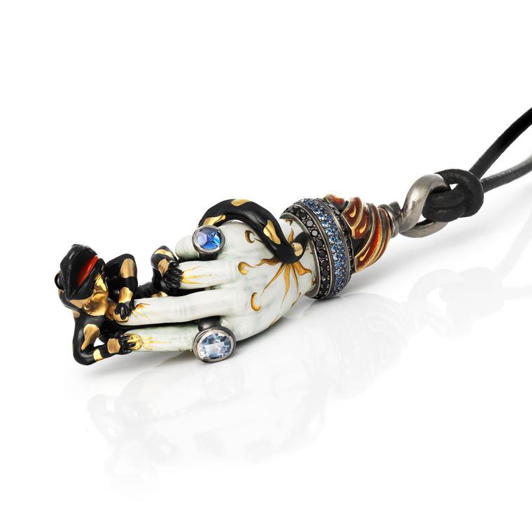 Hand With Fire Salamander pendant