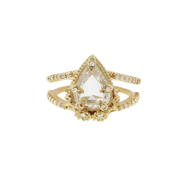 Megan Thorne Pear Diamond Leaf Prong ring