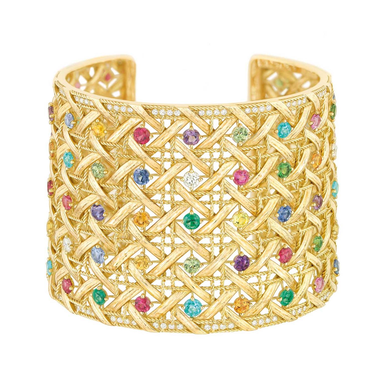 My Dior gold cuff with diamonds and coloured gemstones.