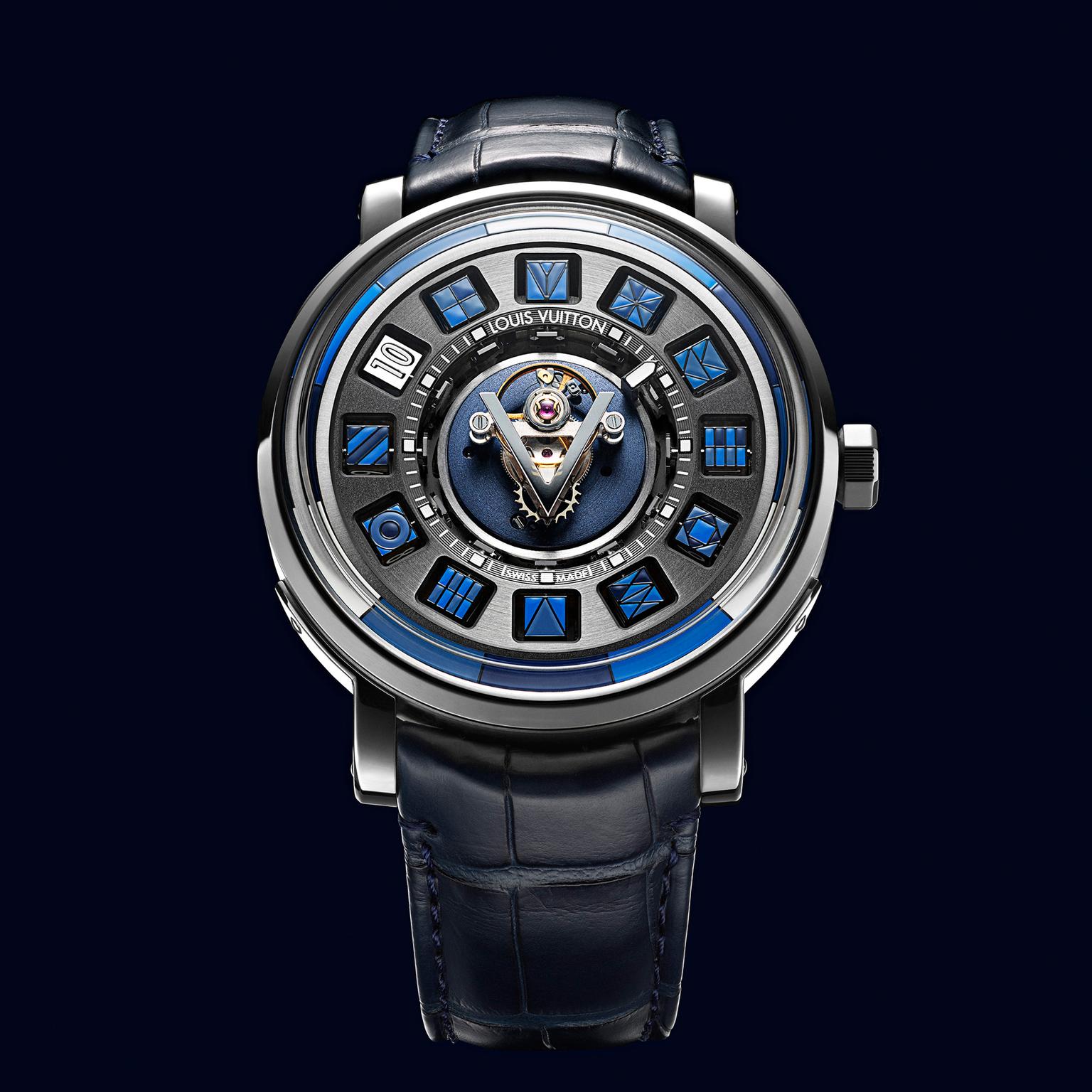 Escale Spin Time, Reference Q5EG3, A white gold, titanium, diamond and  multi-coloured gem-set wristwatch with time displayed by 12 rotating cubes,  Circa 2018, 路易威登, Escale Spin Time 型號Q5EG3