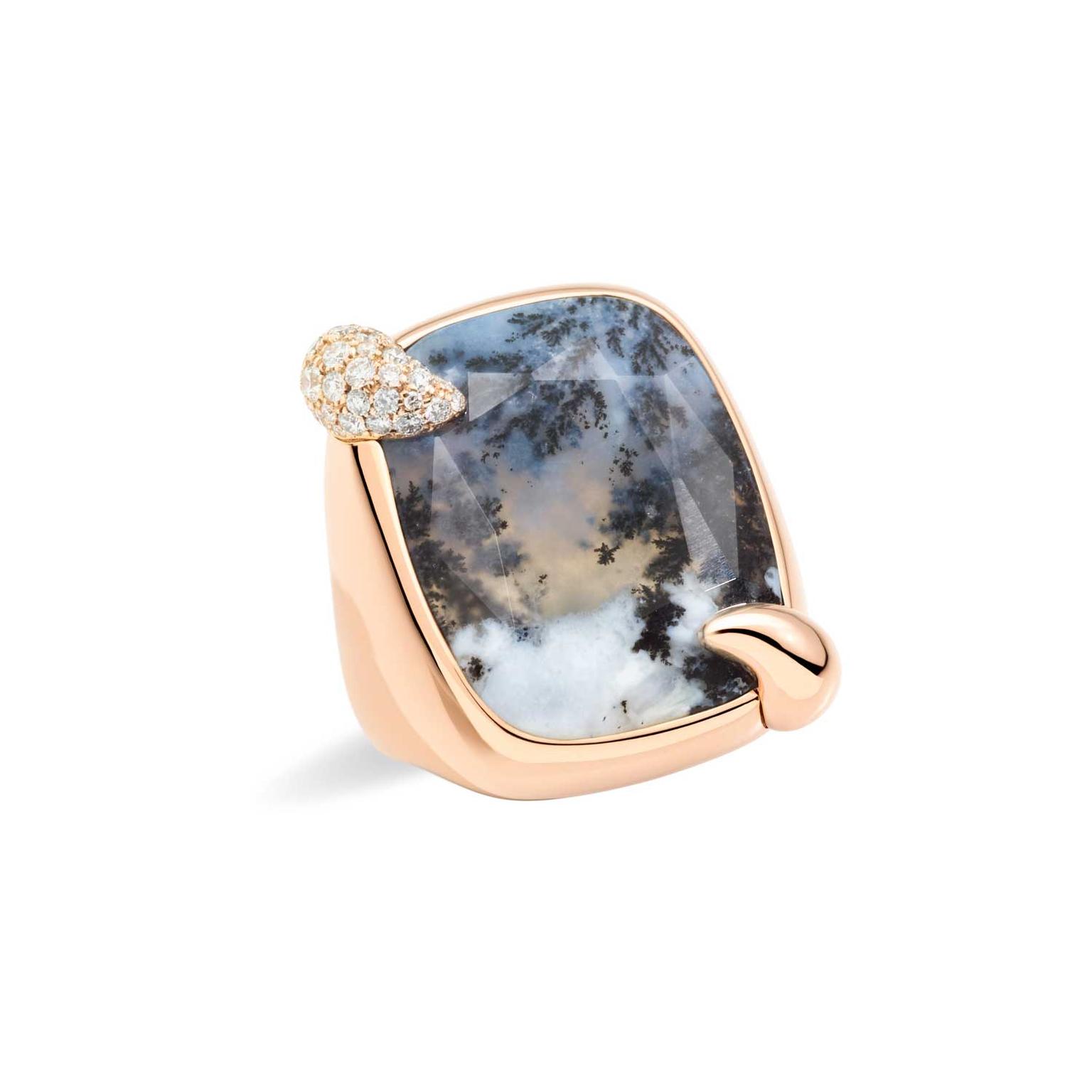 Pomellato Ritratto 50th anniversary Stormy Weather dendritic agate ring