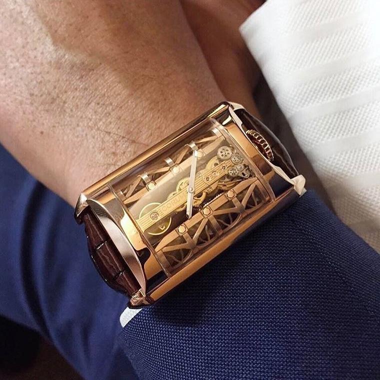 Corum Golden Bridge Stream watch on wrist