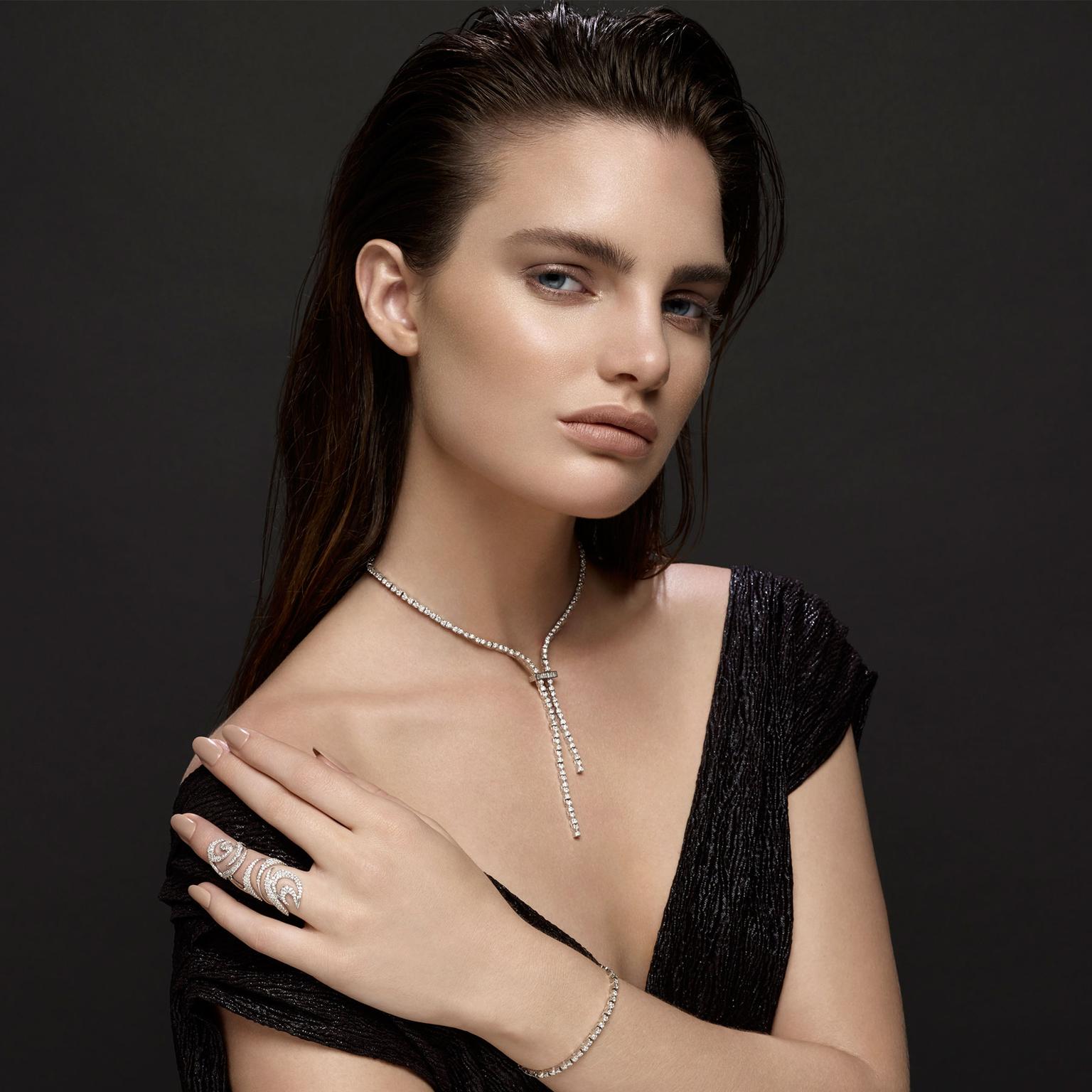 Deborah Pagani white gold and diamond tennis necklace