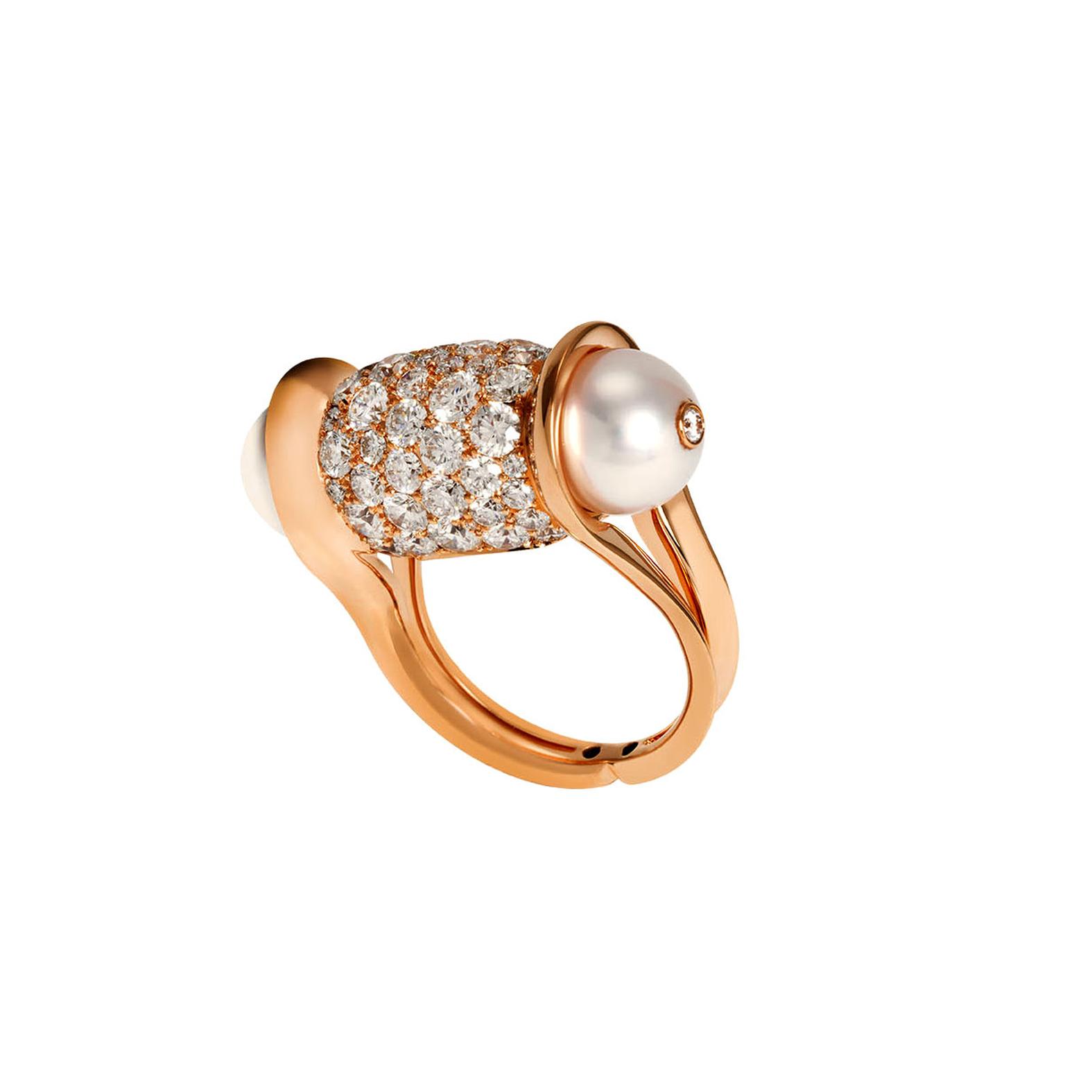 John Rubel Akoya pearl ring in rose gold