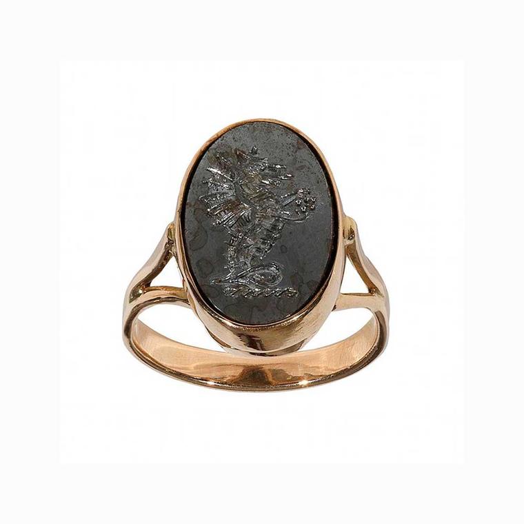 Bernardo Antique & Estate Jewelry gold and steel signet ring