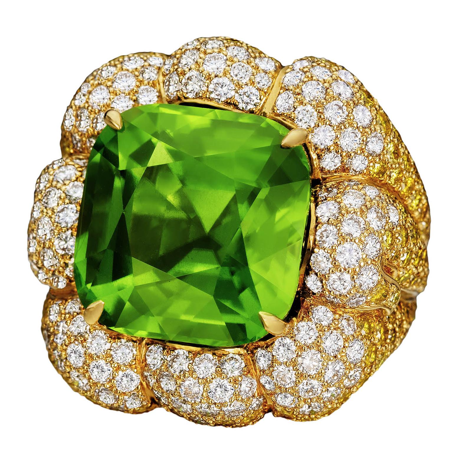 Margot McKinney Peridot & Diamond cocktail ring 