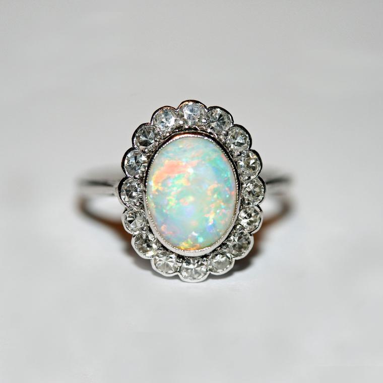 Elizabeth Rose Antiques opal and diamond ring