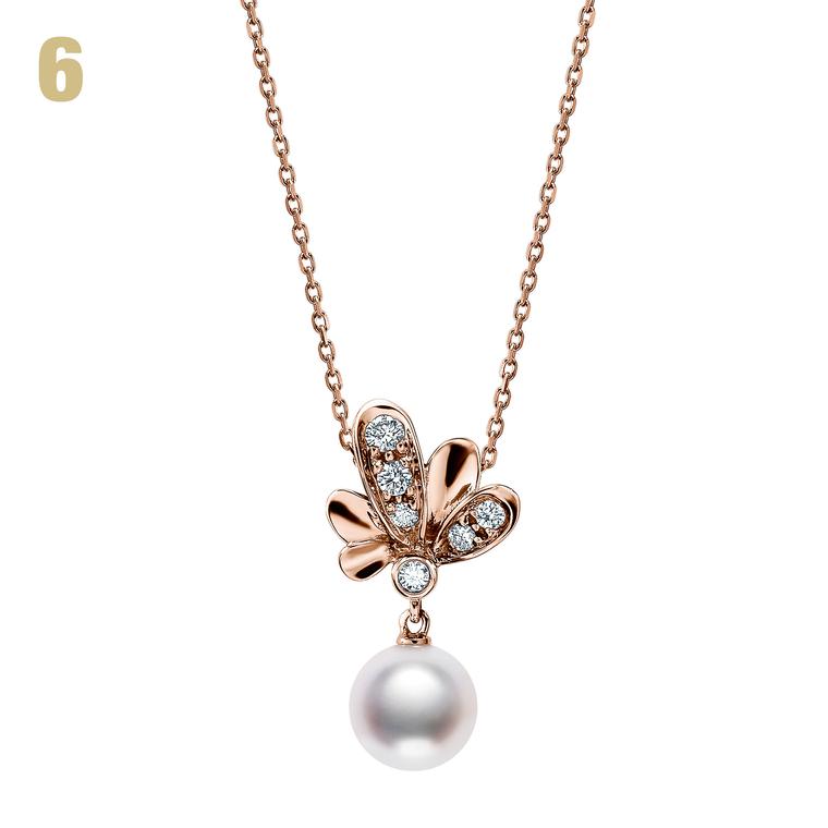 Mikimoto Dandelion diamond and pearl pendant