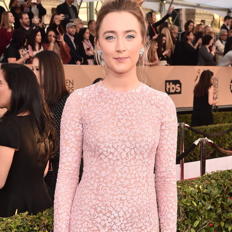 Saoirse Ronan wearing Forevermark red carpet jewelry