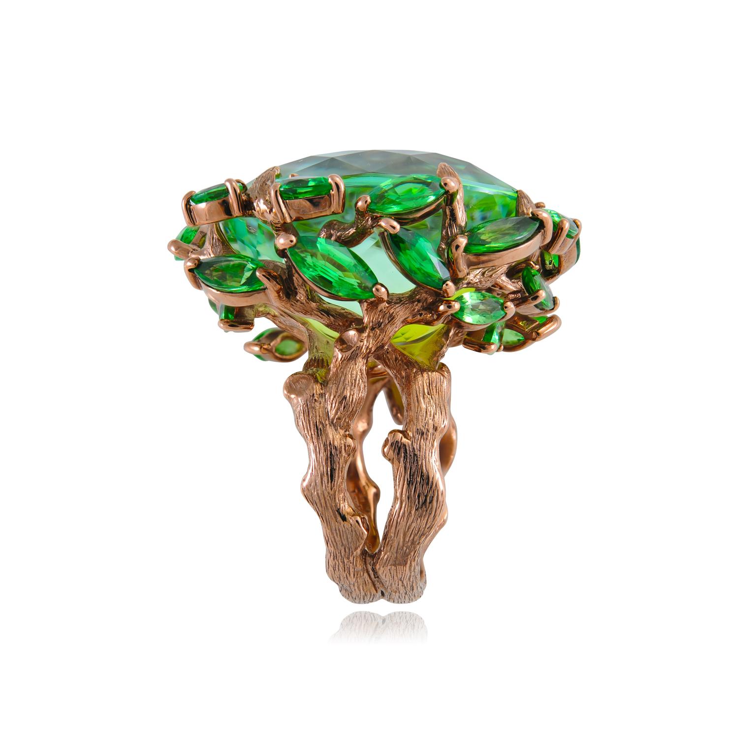 Lydia Courteille Queen of Sheba green tourmaline and tsavorite ring