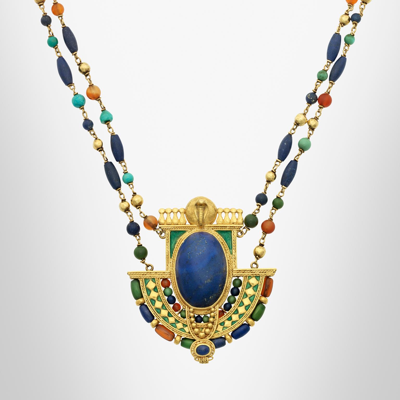 Egyptian revival necklace from 1913, designed by Louis Comfort Tiffany