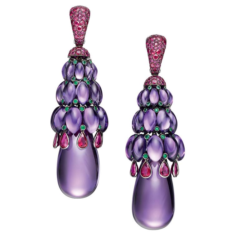 de GRISOGONO Melody of Colours purple amethyst cabochon earrings
