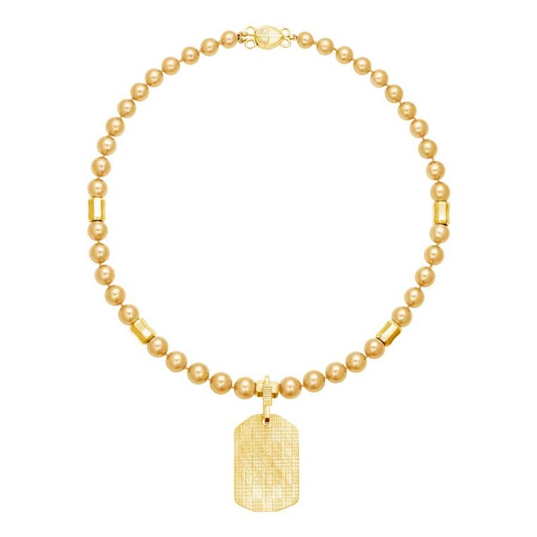 Boateng x Hirsh Kente Tahitian Golden Pearl yellow gold necklace