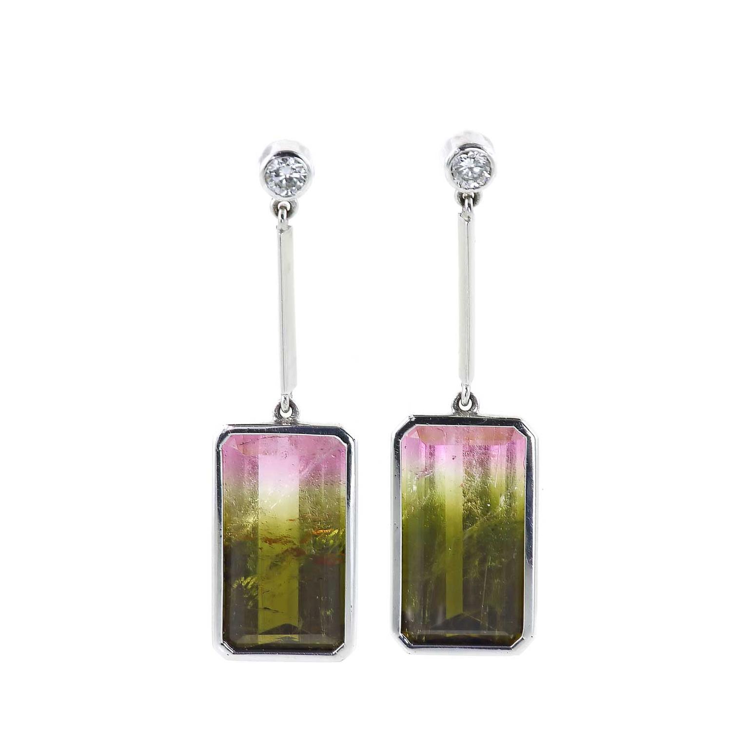 Holts London watermelon tourmaline earrings