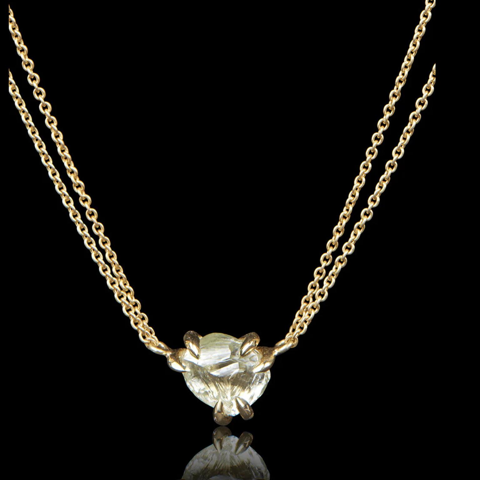 1.80-carat natural light yellow rough diamond necklace by RoughDiamonds.dk