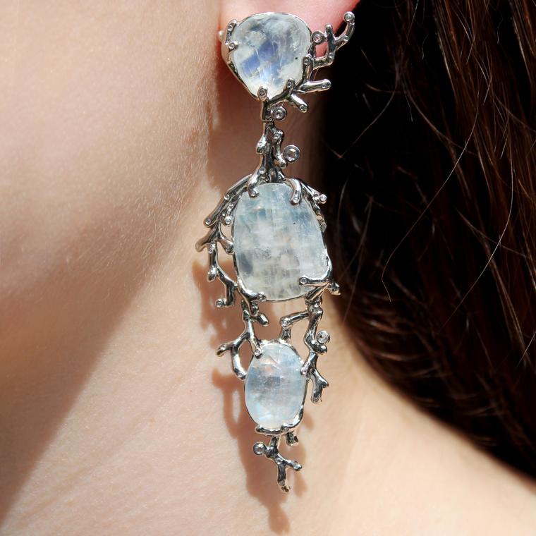 Aenea Alaria rainbow moonstone earrings
