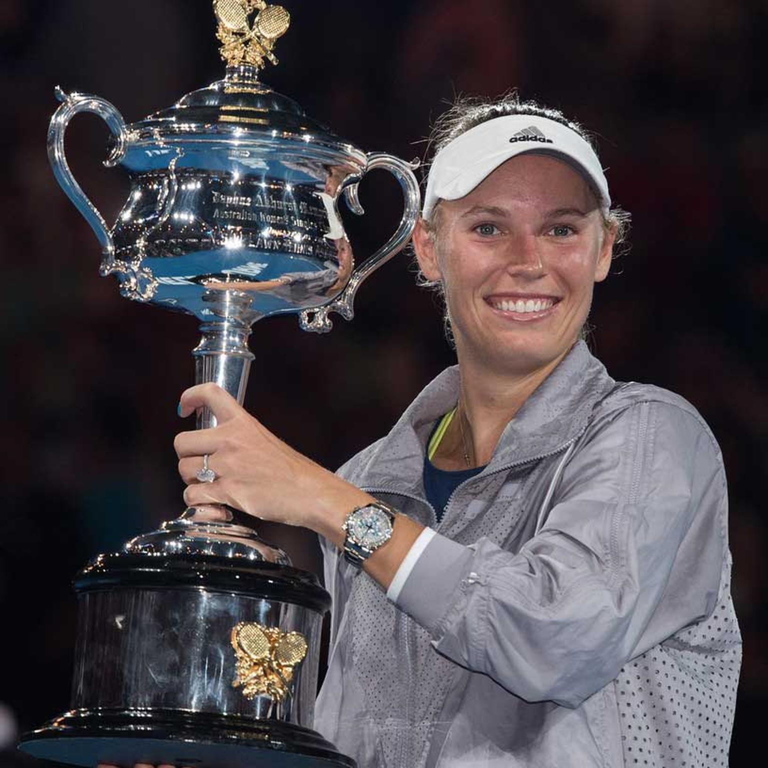 Caroline Wozniacki with the Australian Open womens cup