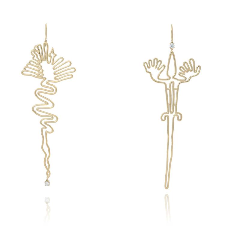 Lydia Courteille asymmetric Nazca earrings