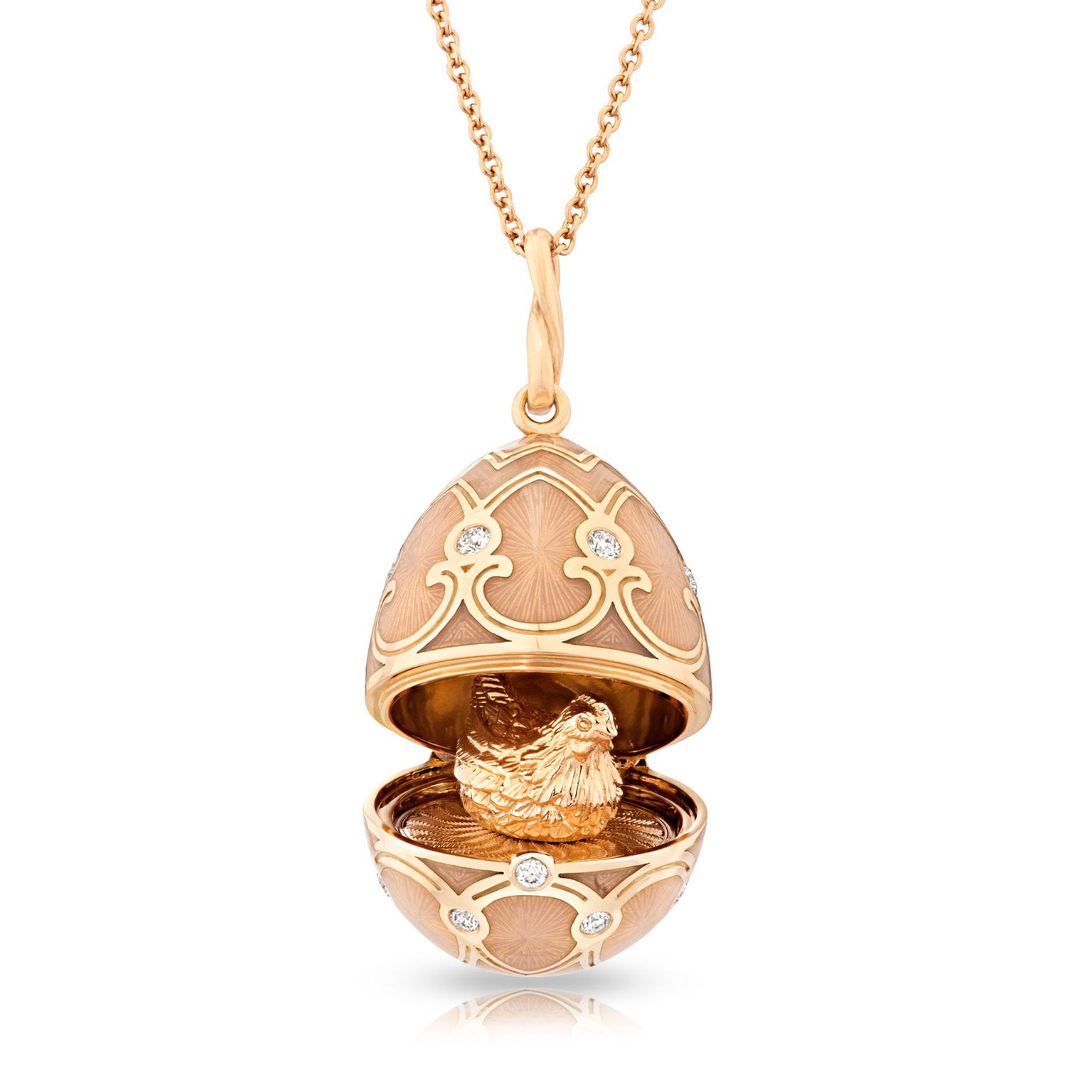 Palais Tsarskoye Selo Rose Locket with rose gold hen Faberge The Jewellery Editor
