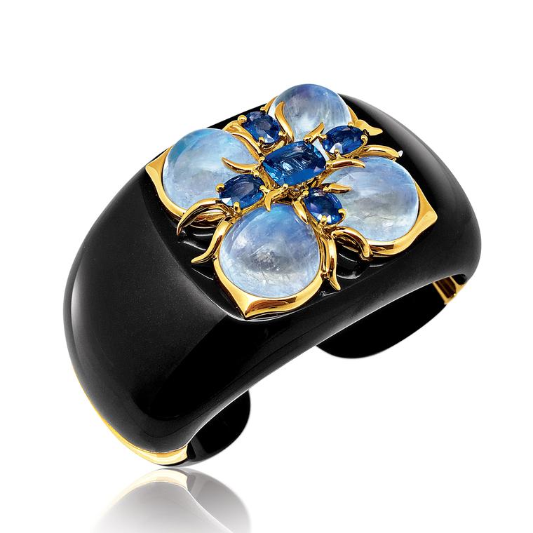 Verdura Dogwood moonstone and sapphire cuff