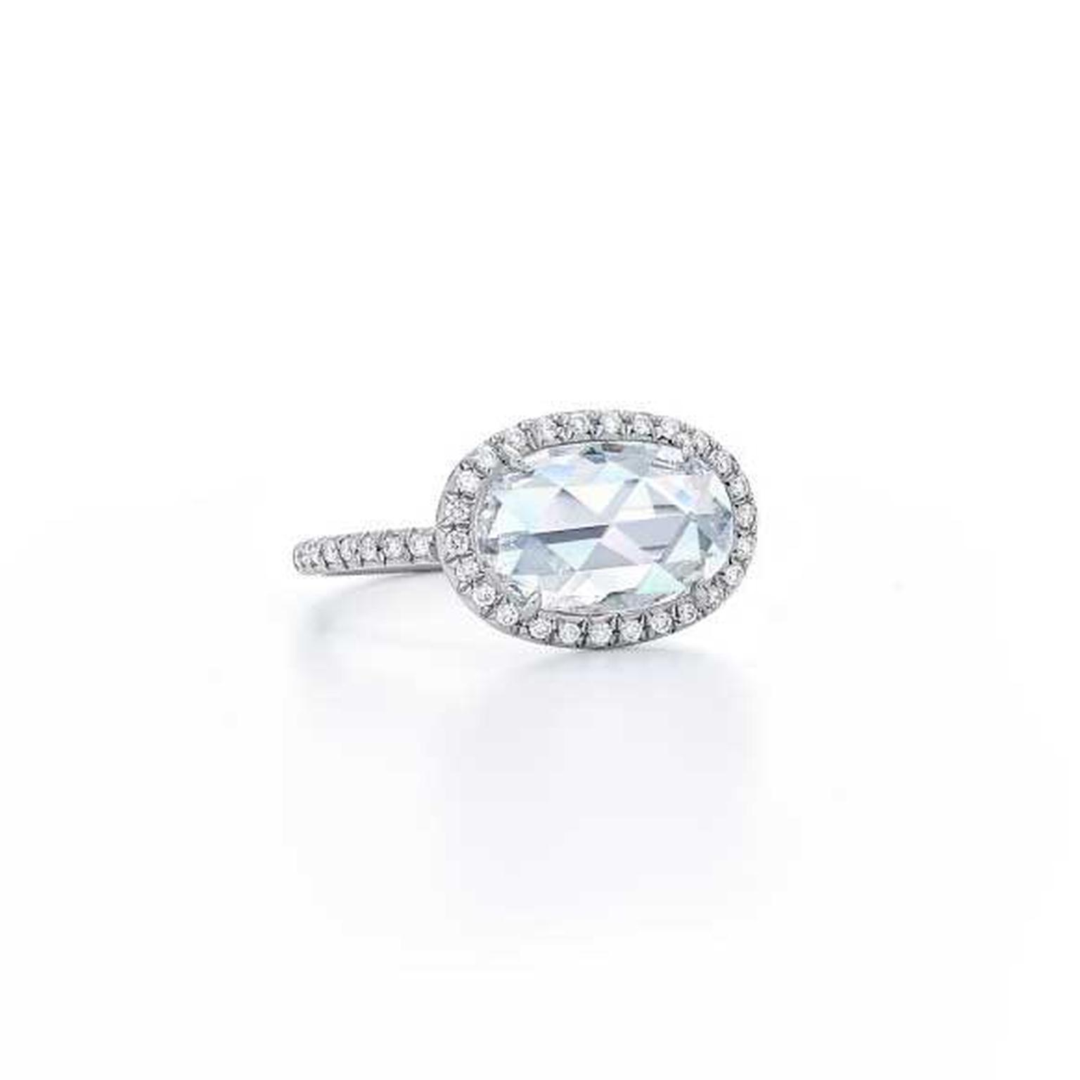 Fred Leighton oval rose-cut diamond sideset ring
