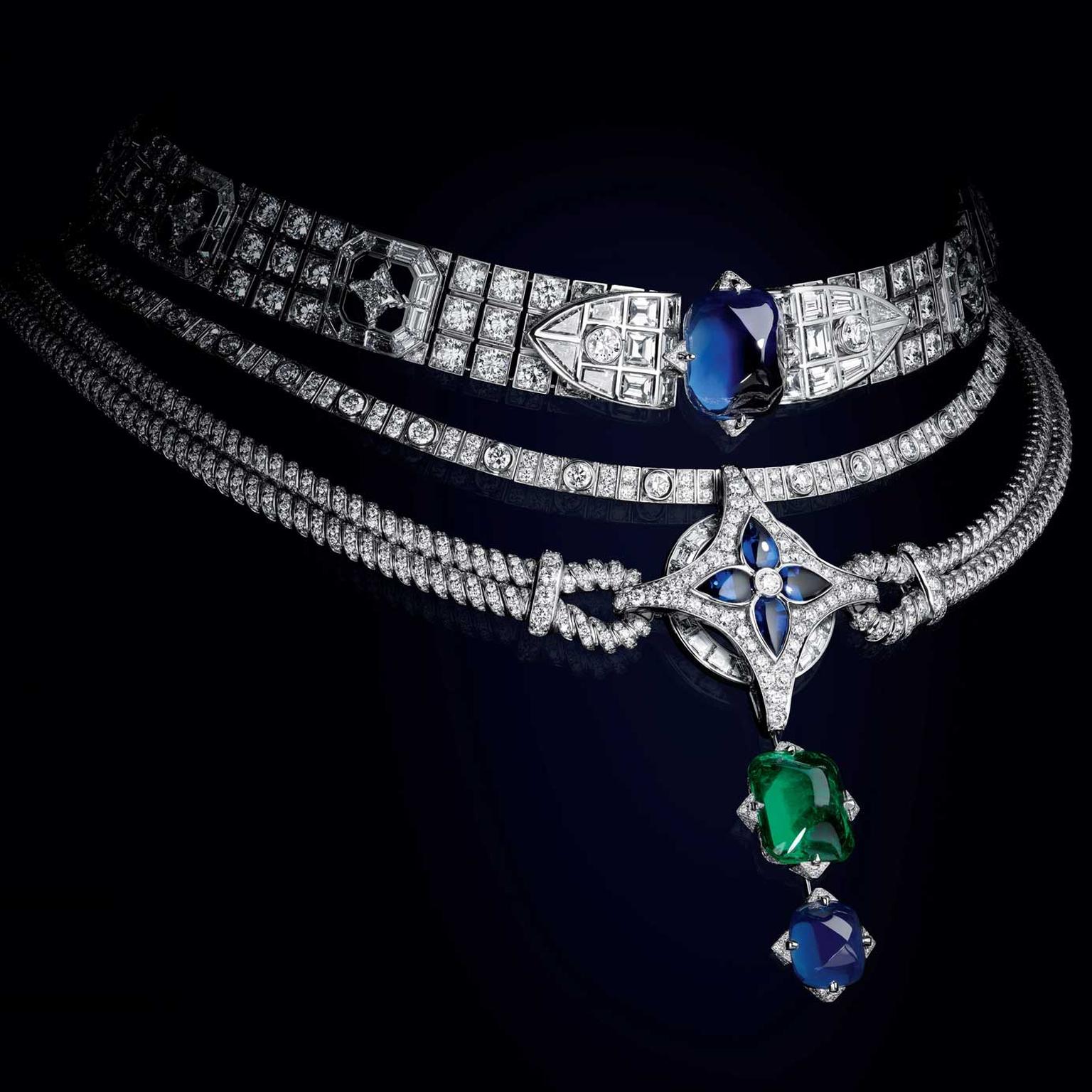 Louis Vuitton Riders of the Knights La Reine diamond and aquamarine  necklace, Louis Vuitton