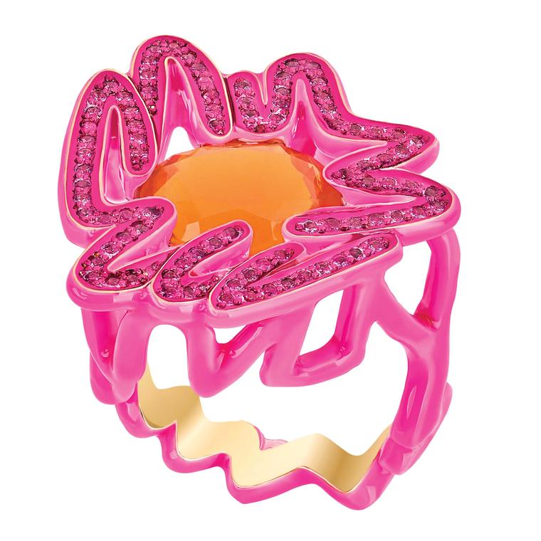 Solange Azaufy-Partridge Orange Pink Scribbles ring
