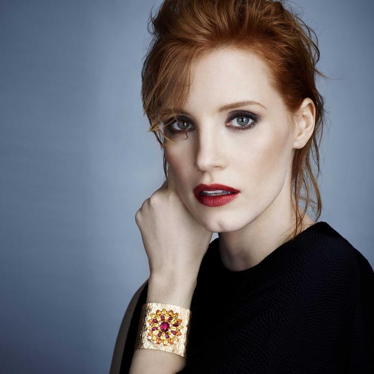 Piaget Secrets and Lights cuff on Jessica Chastain