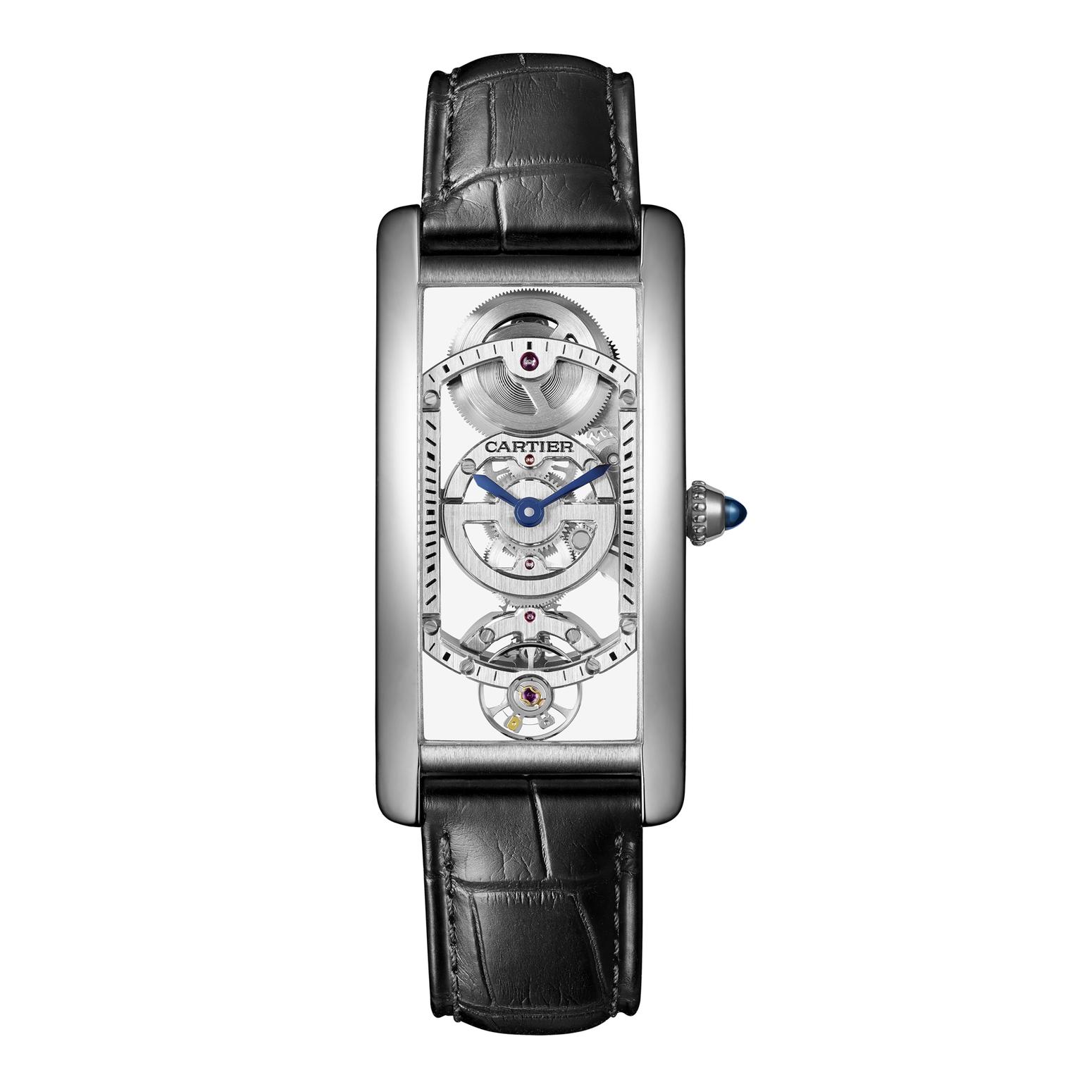 Cartier Tank Cintrée Skeleton platinum watch