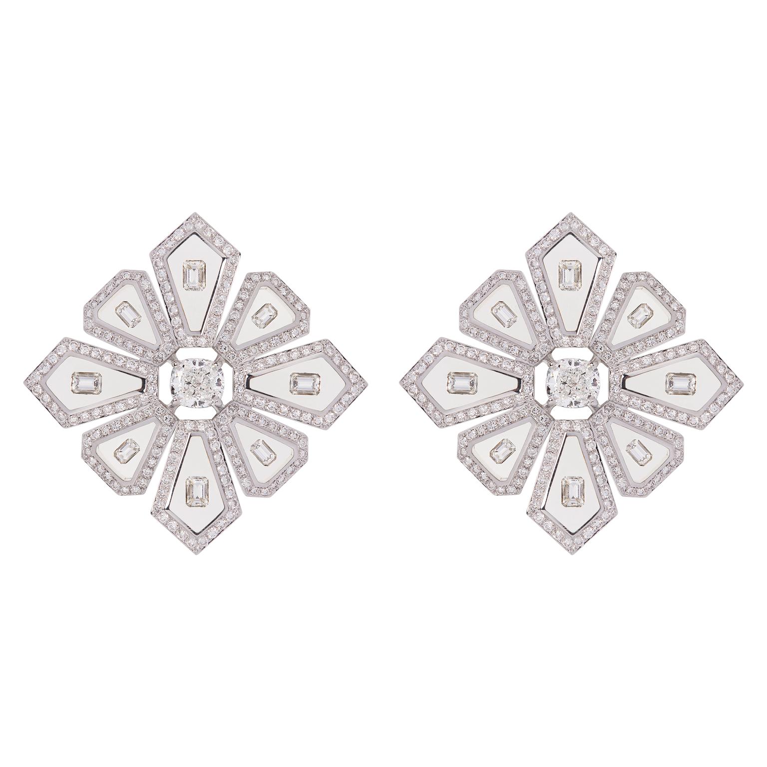 Nikos Koulis Universe collection diamond daisy earrings