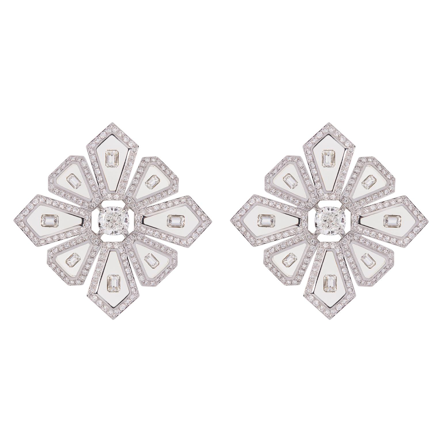 Nikos Koulis Universe collection diamond daisy earrings