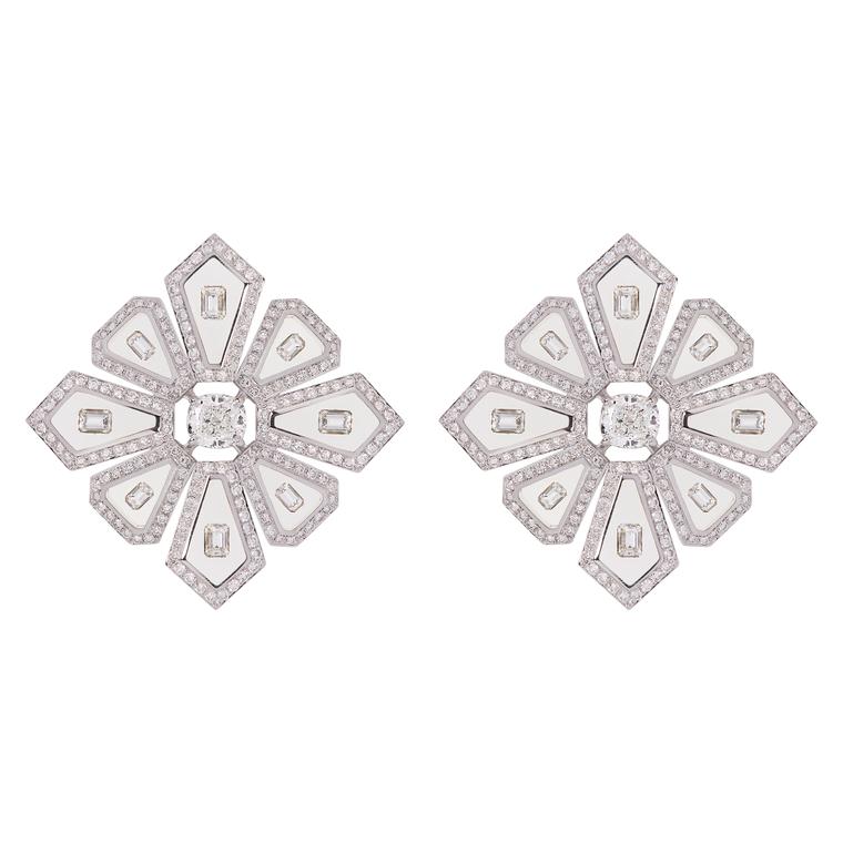 Nikos Koulis Universe collection diamond daisy earrings