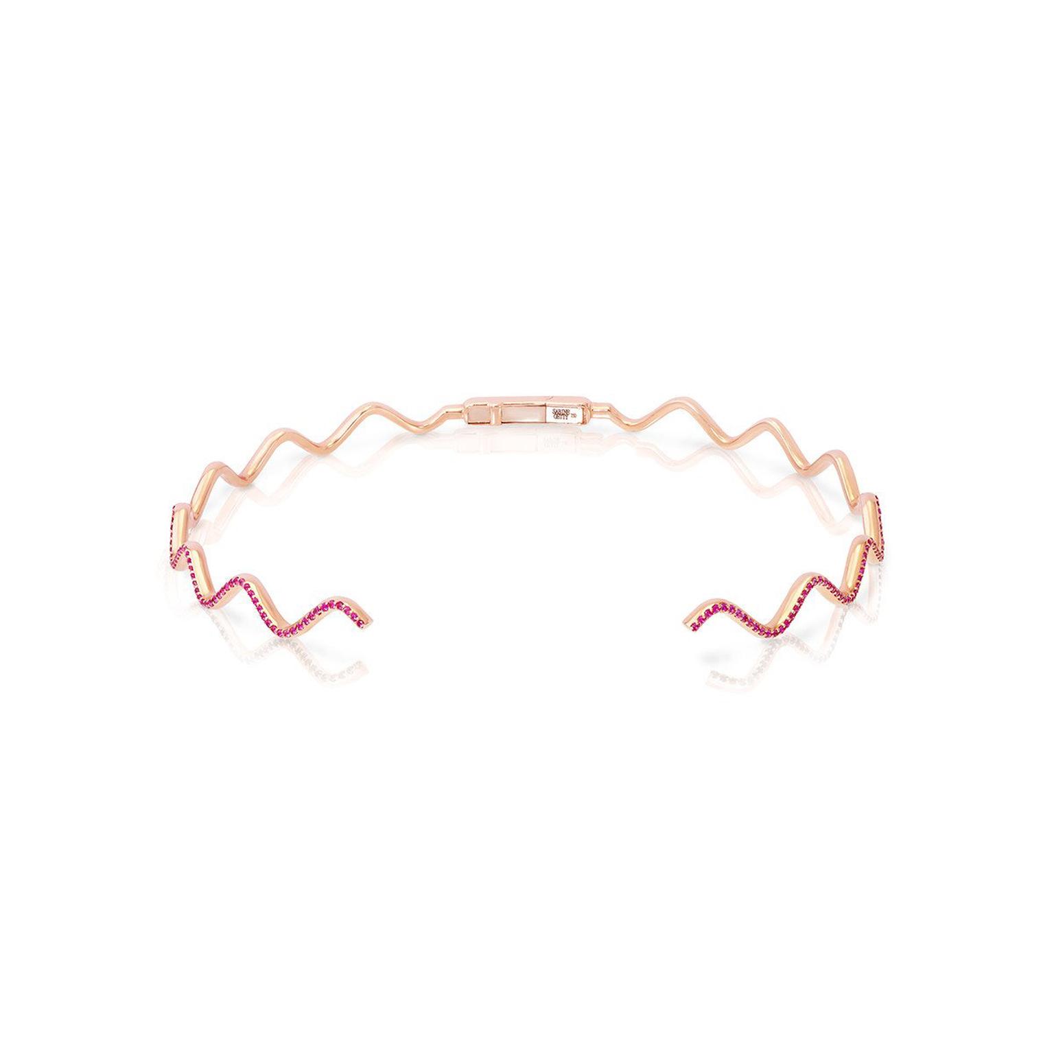 Sabine Getty Baby Memphis pink sapphire Wave choker in pink gold