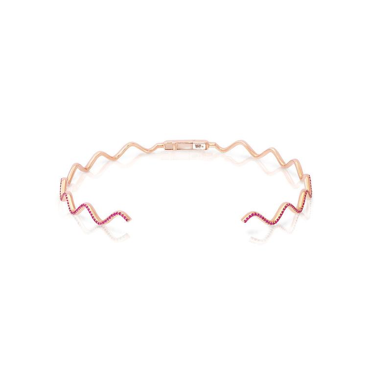 Sabine Getty Baby Memphis pink sapphire Wave choker in pink gold