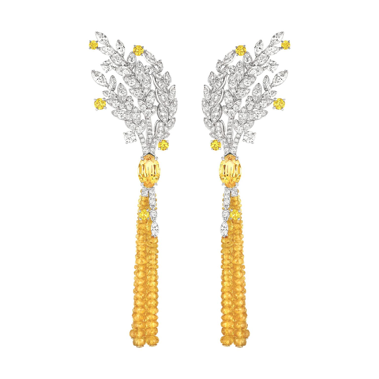 Chanel Moisson dOr yellow sapphire earrings