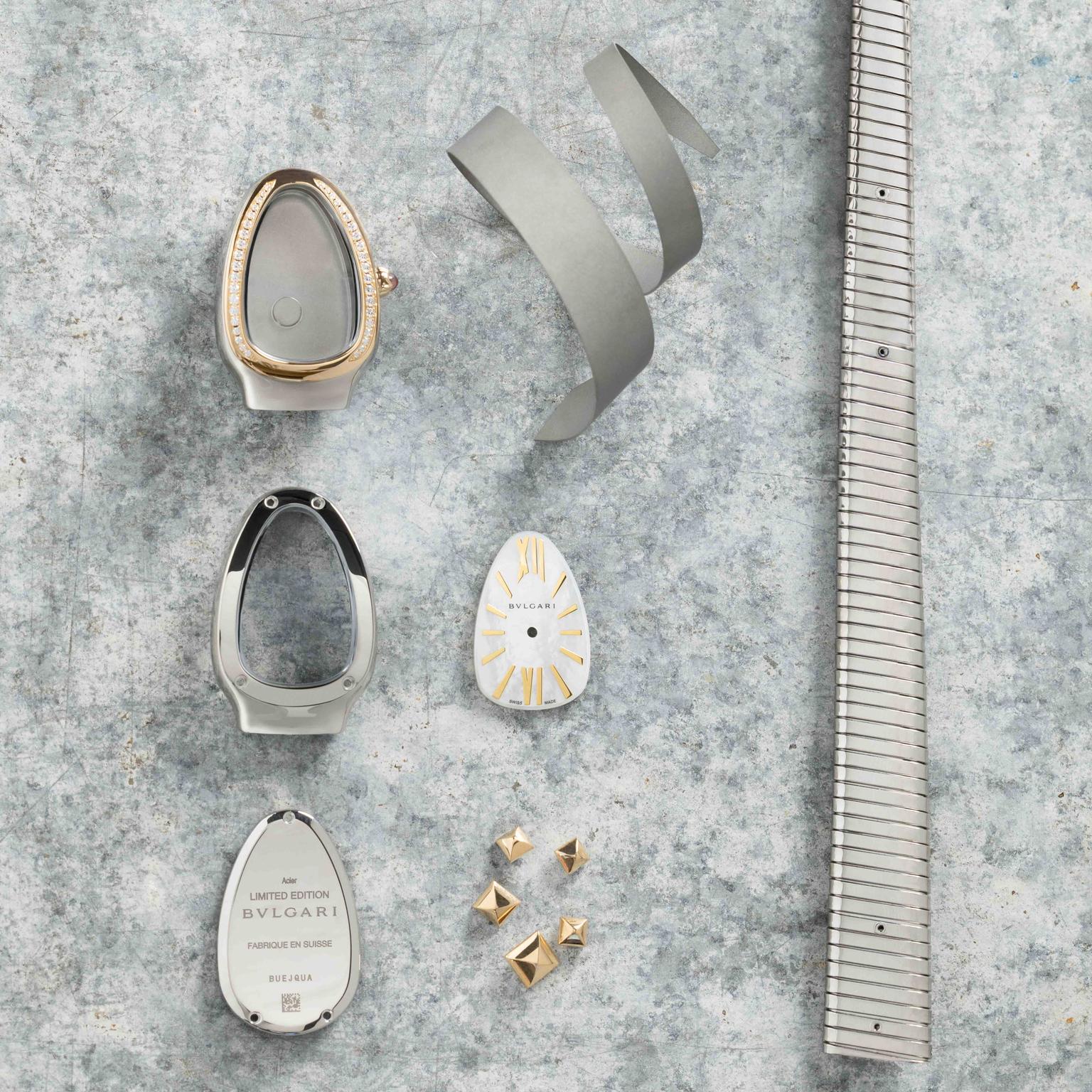 Parts of a Serpenti Tubogas watch by Bvlgari