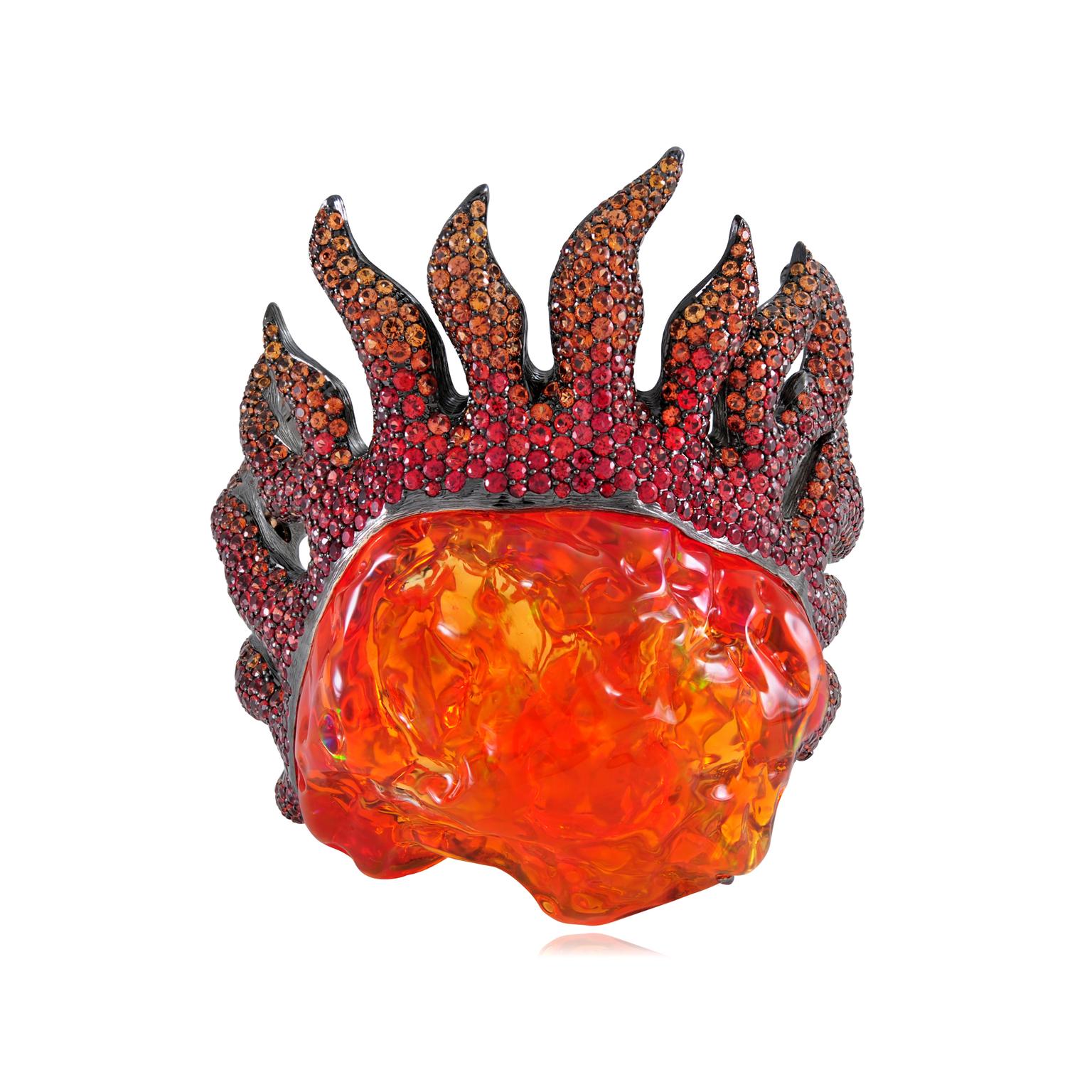 Lydia Courteille Mexican fire opal cuff bracelet