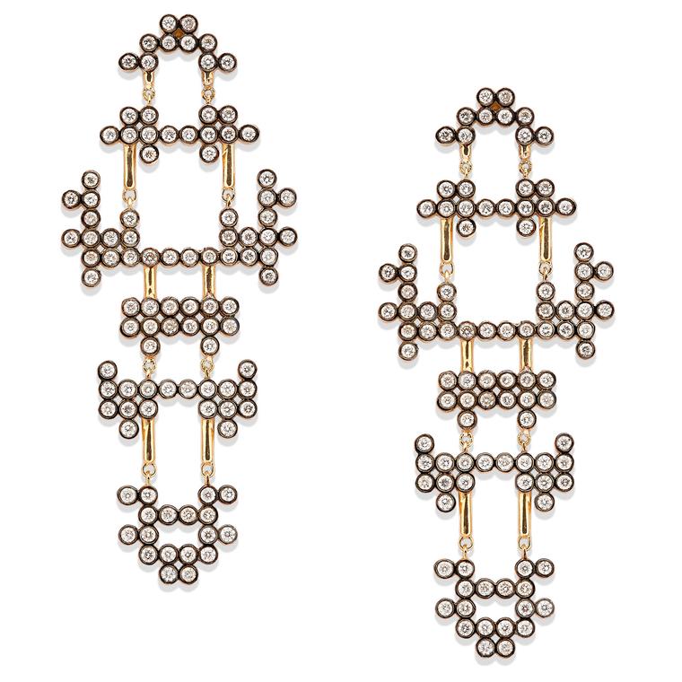 Yannis Sergakis Adornments yellow and blackened gold earrings with diamonds