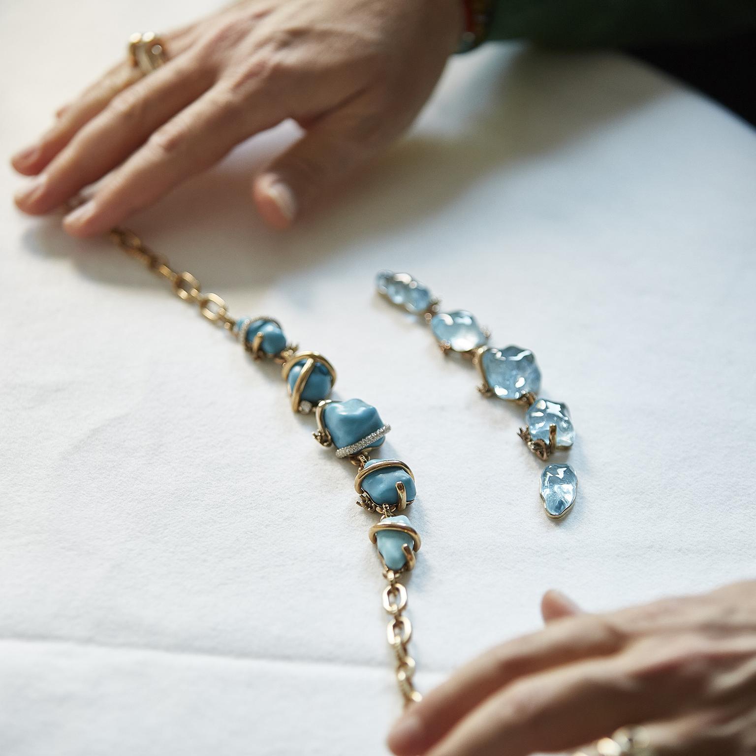 Secret of the Rising Sun Blue Reef Riviere necklace by Pomellato Making of