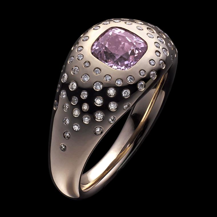 Ben Day Pink Sapphire and a disco ball of white diamonds 
